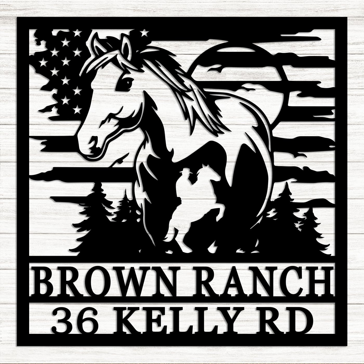 Personalized metal farm sign with house number for outdoor use