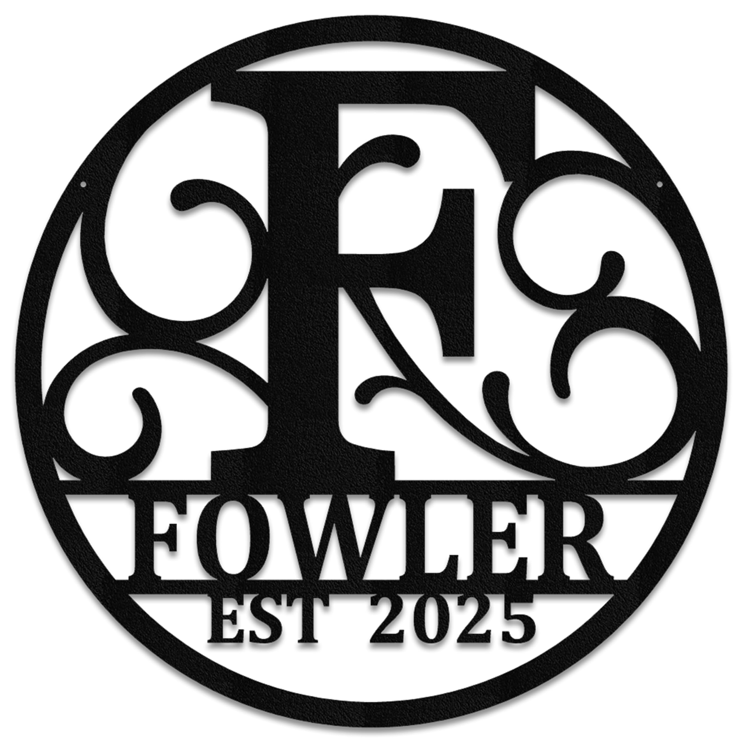 Personalized Metal Monogram Sign EST date on front door