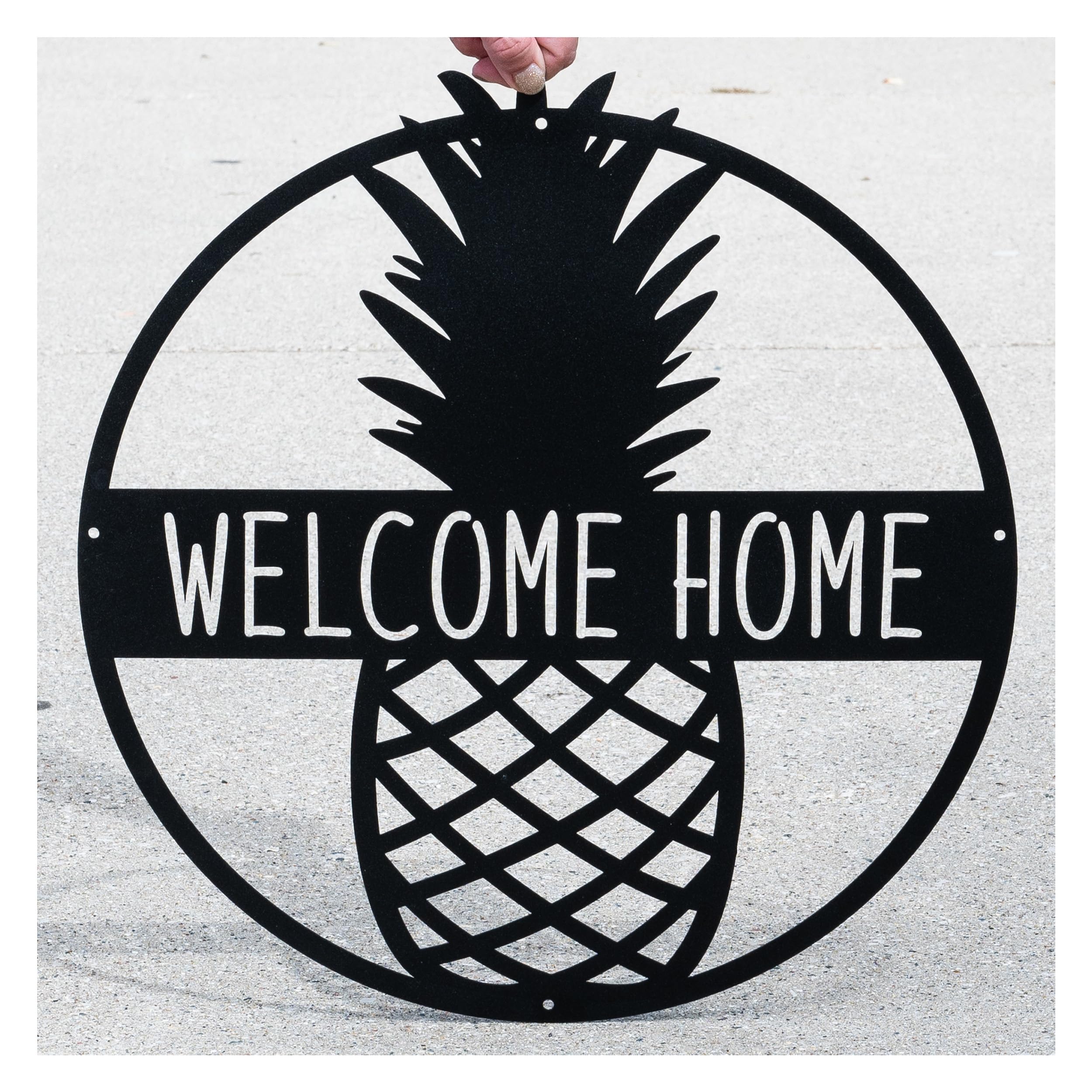 Personalized metal pineapple wall sign front view