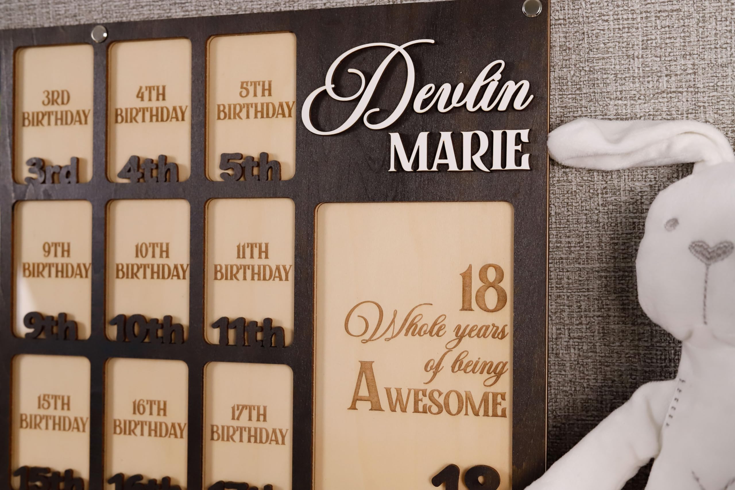 Personalization options name birth date and message
