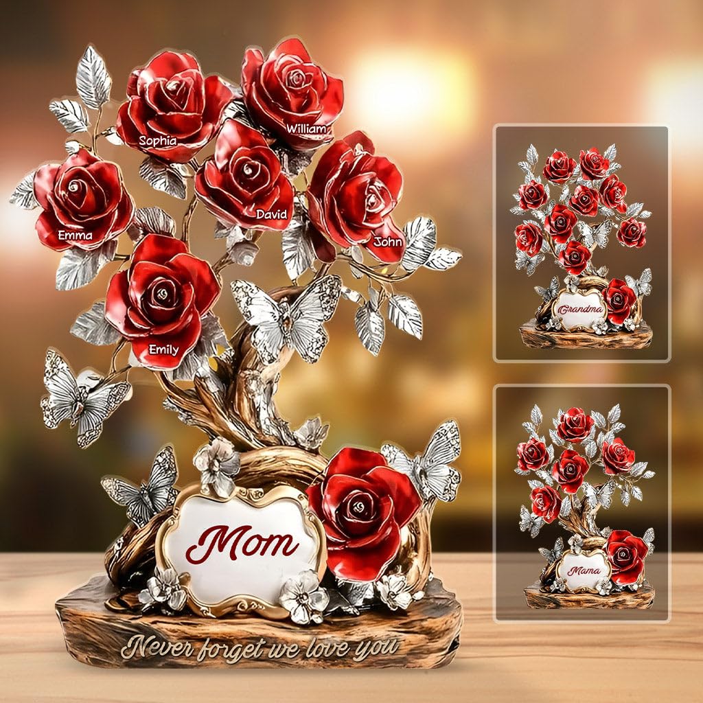 Personalized mom plaque with roses and butterflies