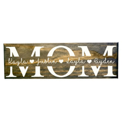 Personalized Mom Gifts Mom Wood Sign with Kids Names 6x18 inches