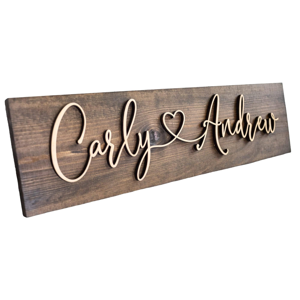 Personalized name hearts sign for couple 6x20 size