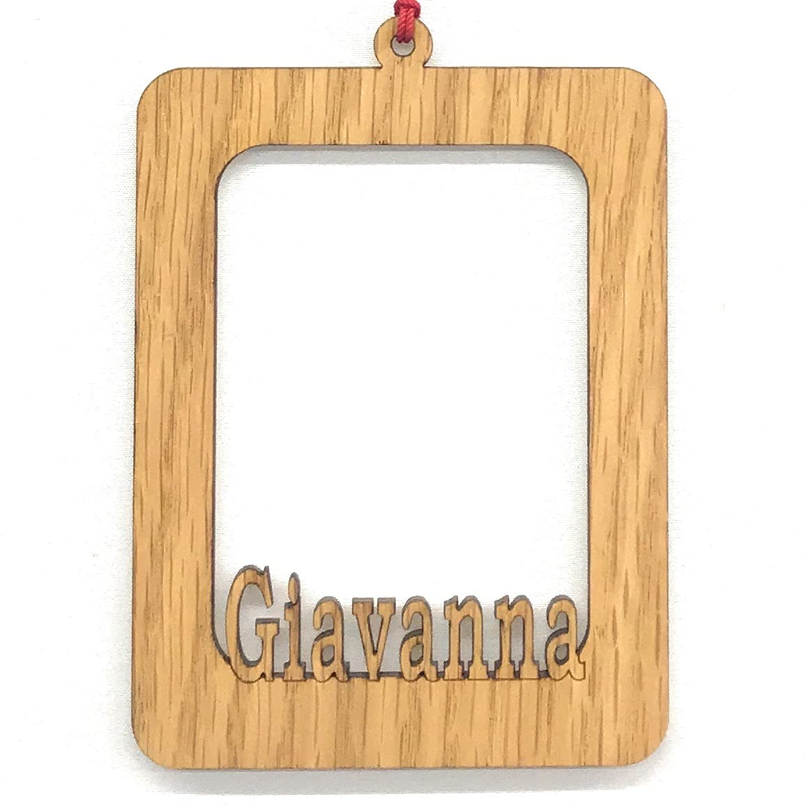 Personalized Name Picture Frame Ornament with oak mat and glass