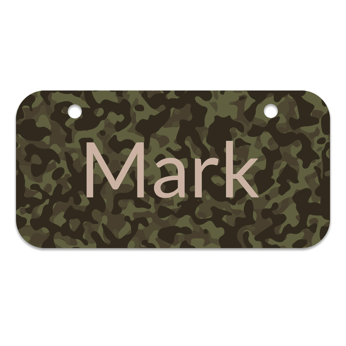 6x3 inch metal name plate for bike tag for baby toddler or kid in camo