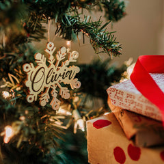 Personalized name tags wooden ornament