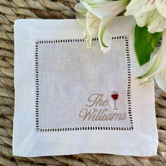 Personalized napkins with family name embroidery