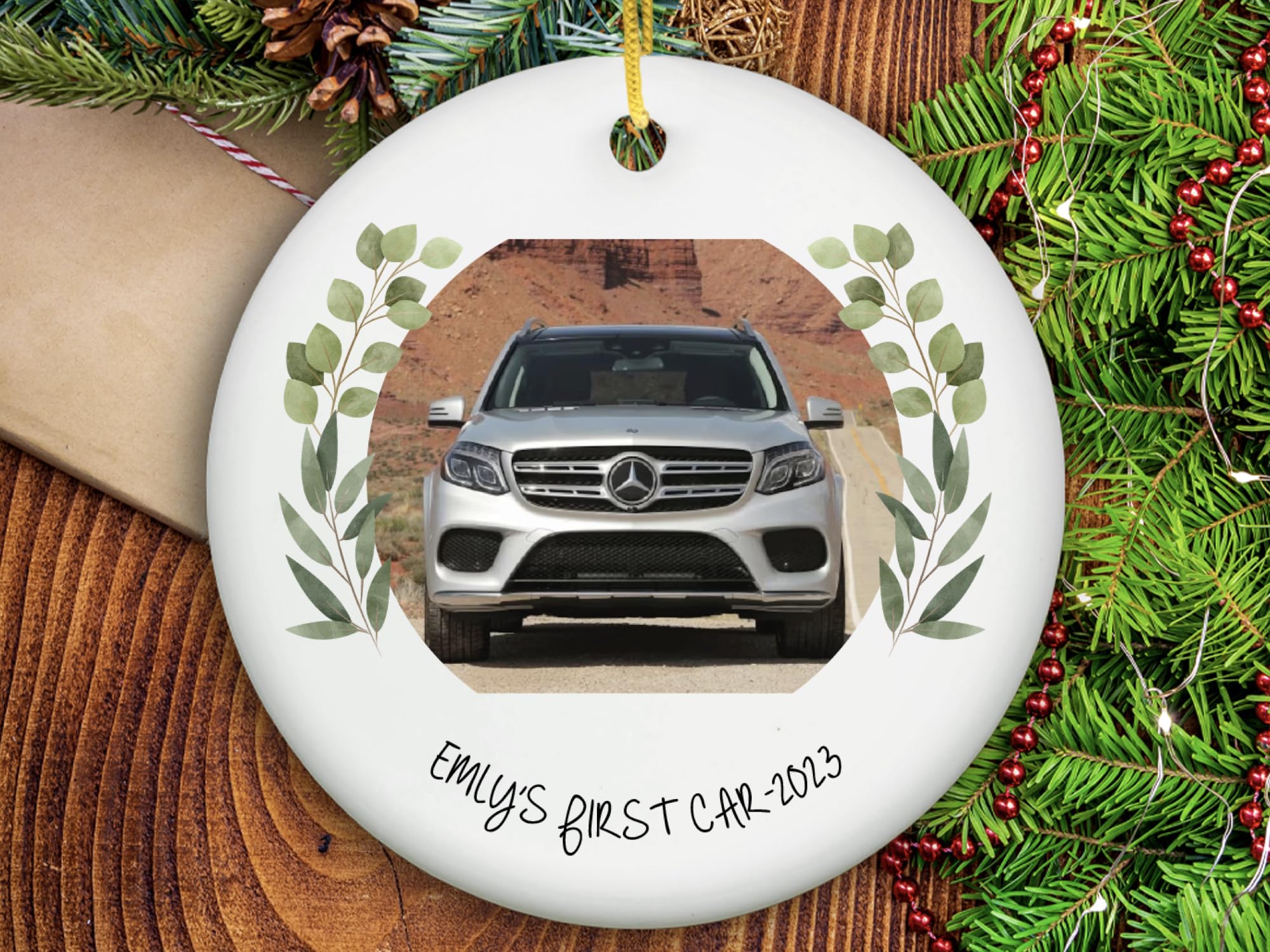 Personalized New Car Ornament 2023 glossy ceramic with sublimation print
