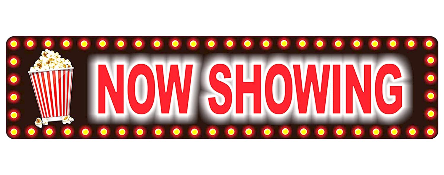 Personalized NOW SHOWING aluminum street sign in marquee style