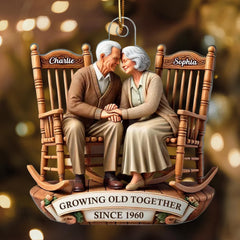 Personalized old couple ornament with names and dates