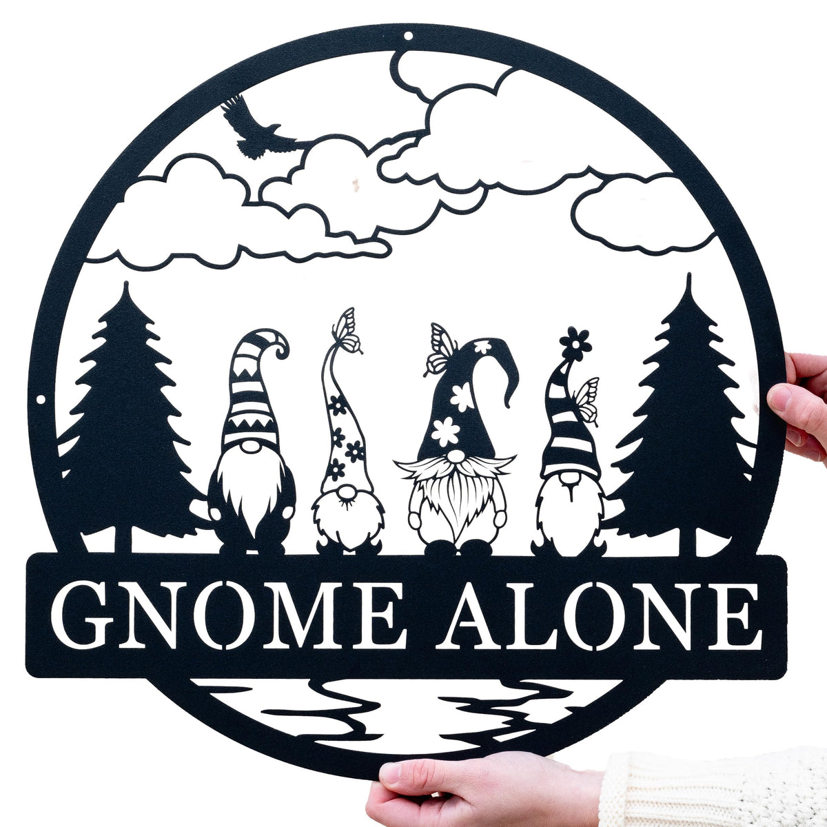 Personalized Outdoor Gnome Name Sign custom name metal sign