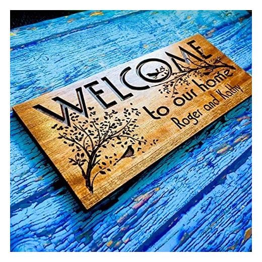 Personalized outdoor sign family name wood sign - front view