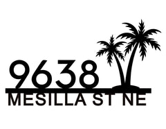 Personalized palm tree house number sign in metal
