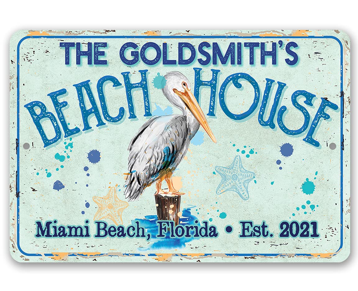 Personalized Pelican Beach House sign 8x12 indoor outdoor option