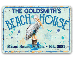 Personalized Pelican Beach House sign 8x12 indoor outdoor option