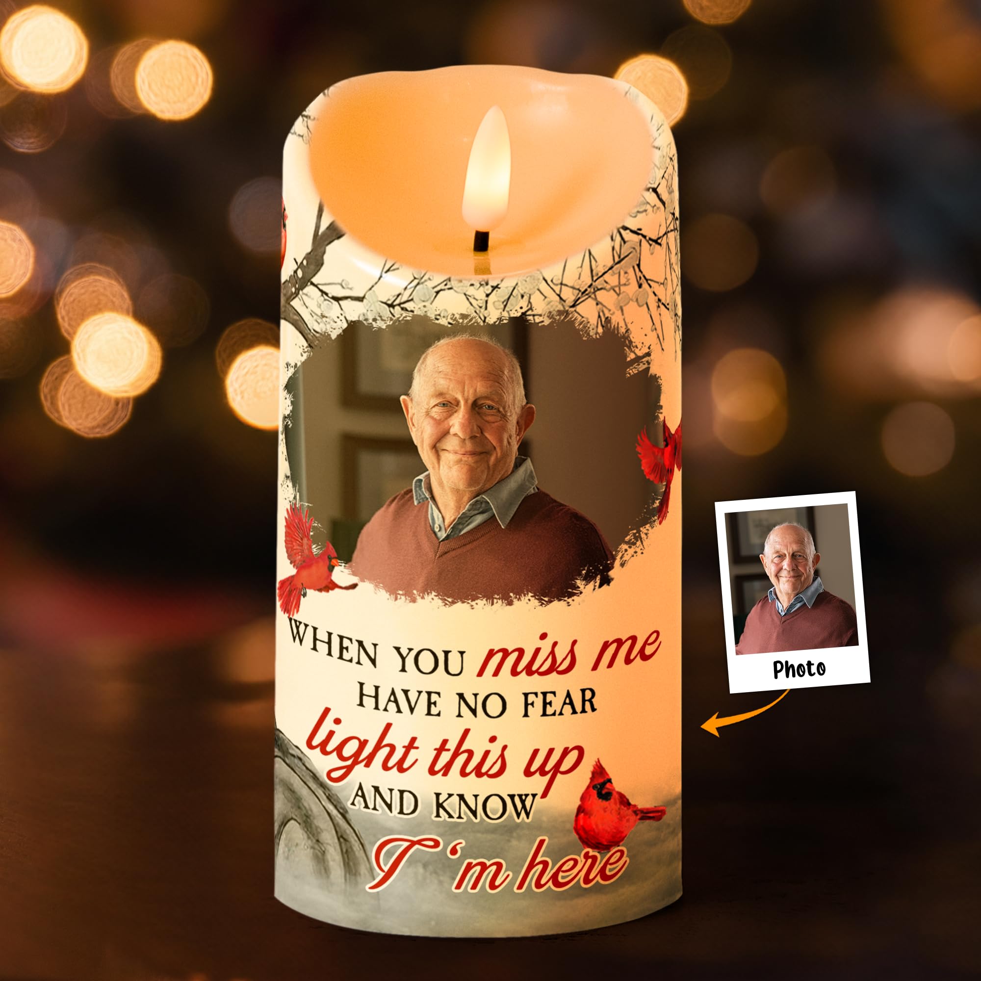 Personalized memorial candle with names and dates