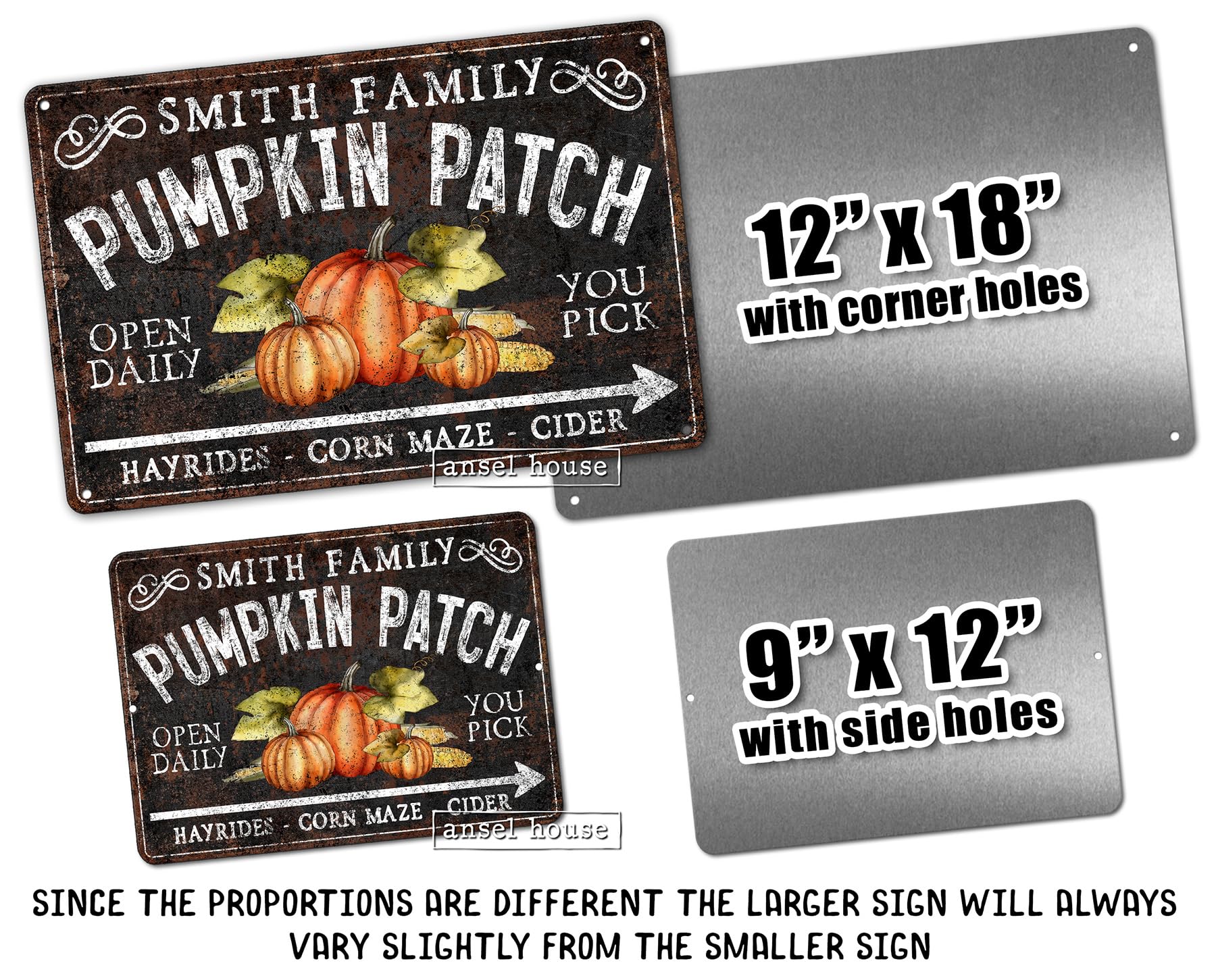 Personalized Pumpkin Patch Farm Custom Sign 12x18 display
