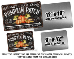 Personalized Pumpkin Patch Farm Custom Sign 12x18 display