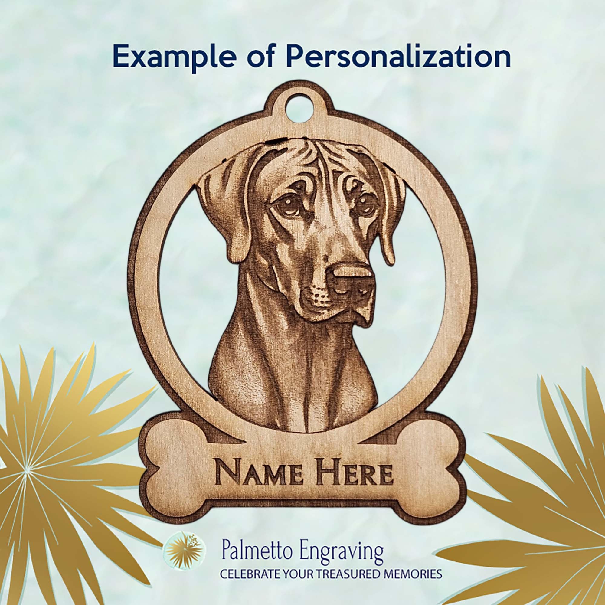 Personalized Rhodesian Ridgeback Ornament with name option