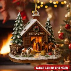 Personalized rustic horse ornament ready to hang