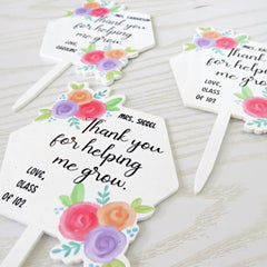 Personalized stake showing teacher name and child name