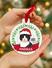 Personalized tuxedo kitty ornament tree keepsake example