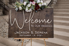 Personalized wedding sign with names and dates birch wood 18x24