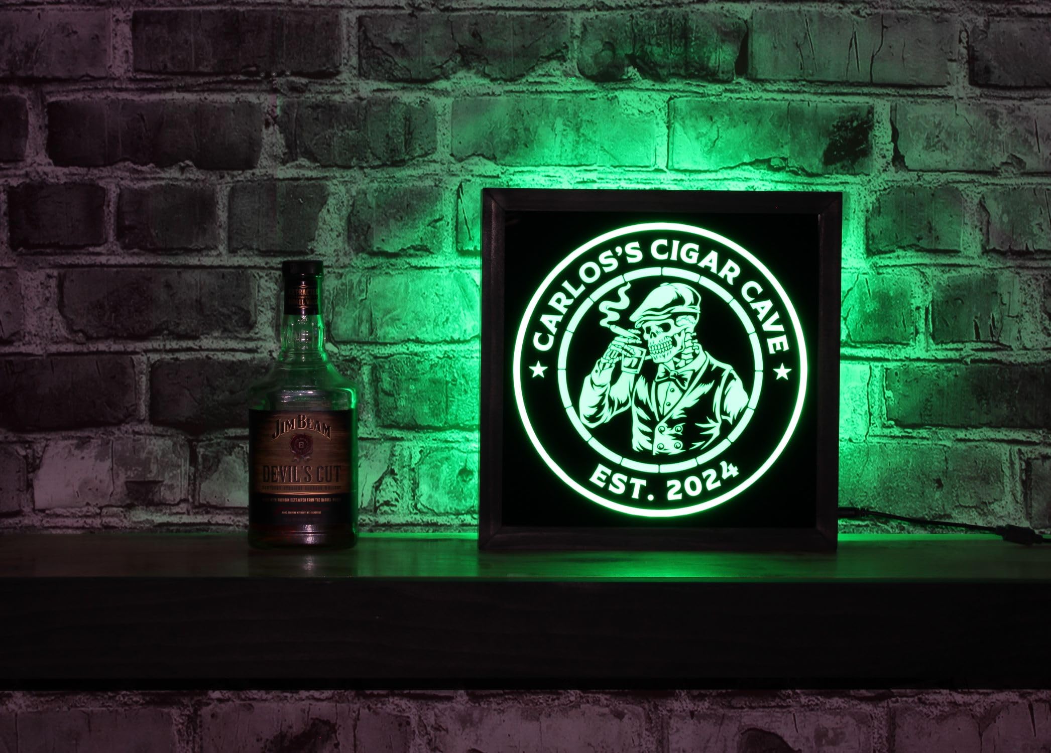 Engraved black acrylic front on 12x12 sign