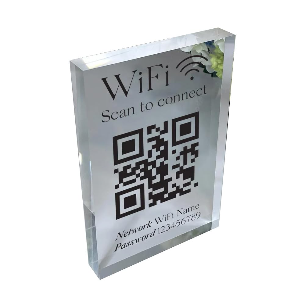 Personalized wifi qr sign 4x4 acrylic block with wifi name