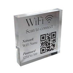 Personalized wifi qr sign 5x7 acrylic block with wifi password and QR code