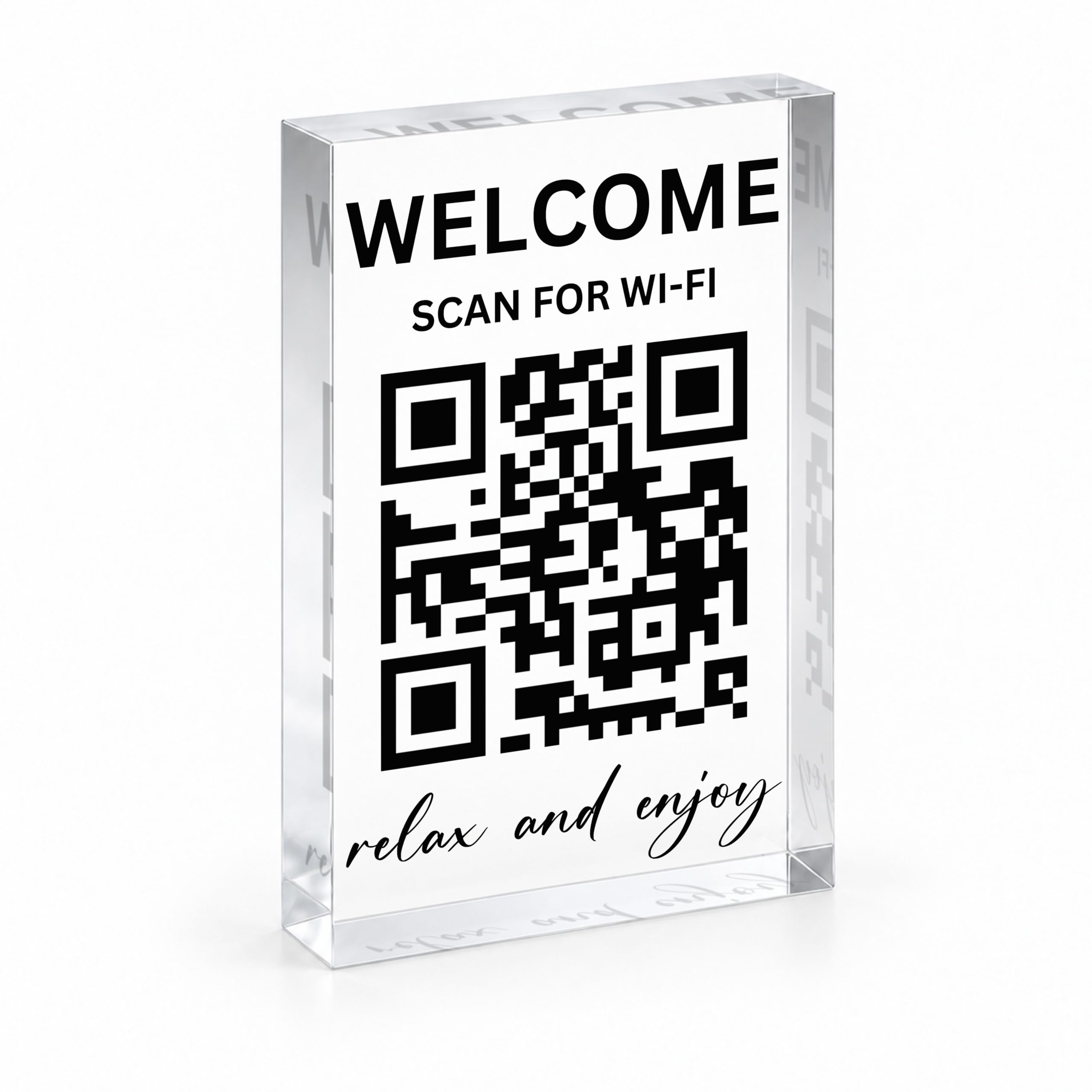 Personalized Wifi Sign 4x6 inch clear acrylic with QR code