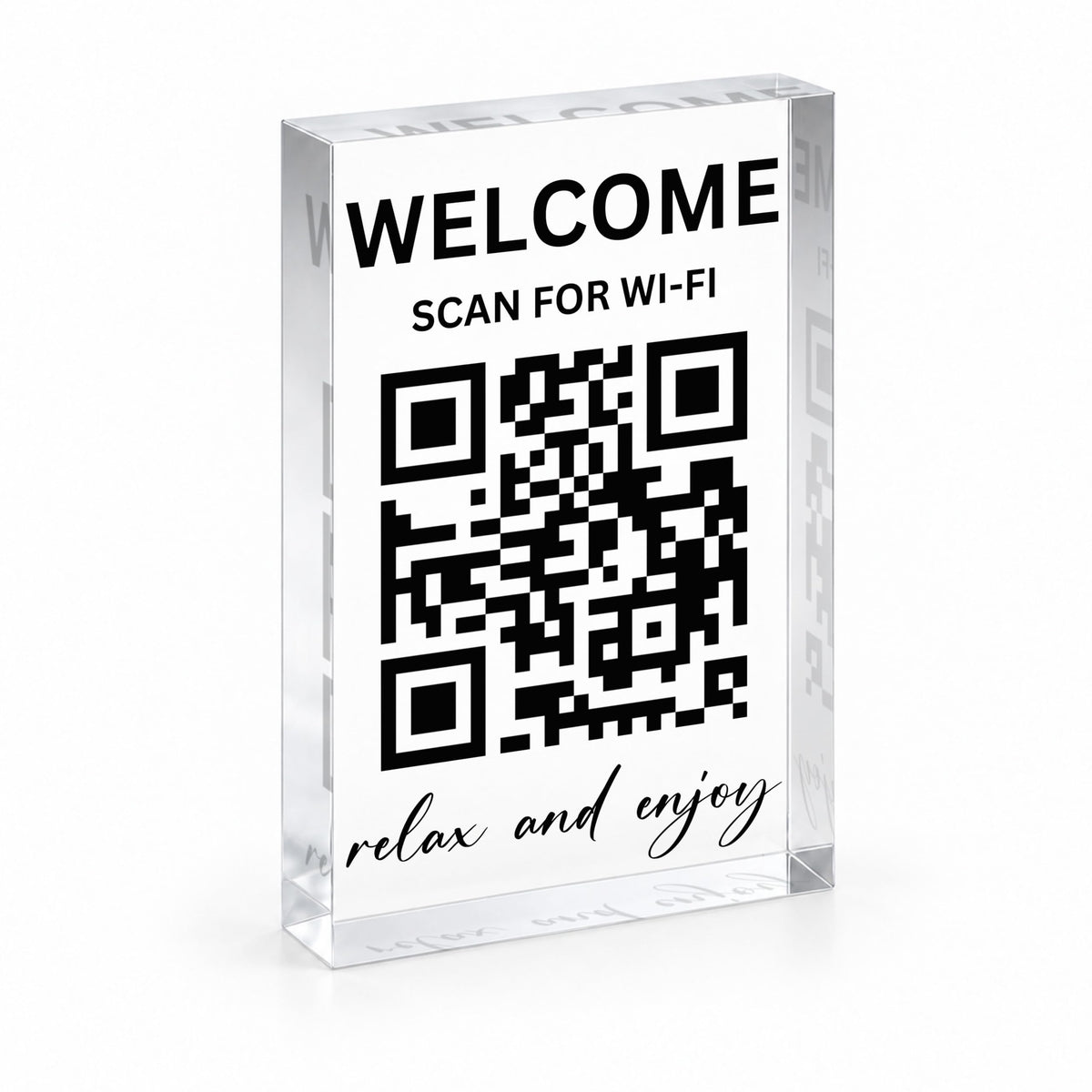 Personalized Wifi Sign 4x6 inch clear acrylic with QR code