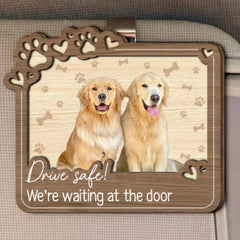 Personalized wooden car visor clip for pet lovers with photo option