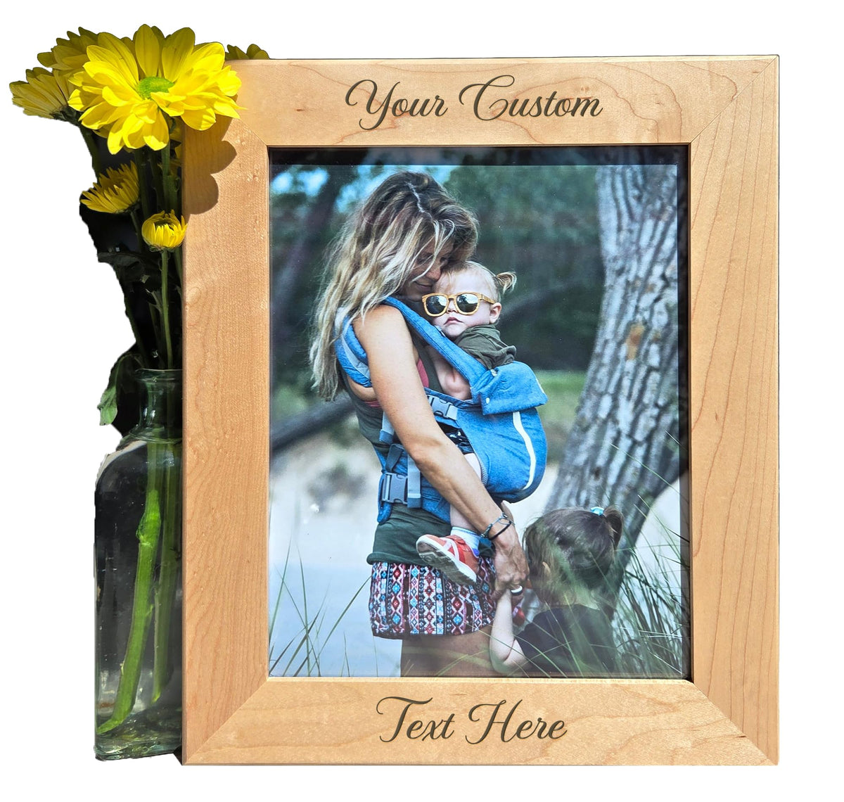 Personalized wooden photo frame maple finish