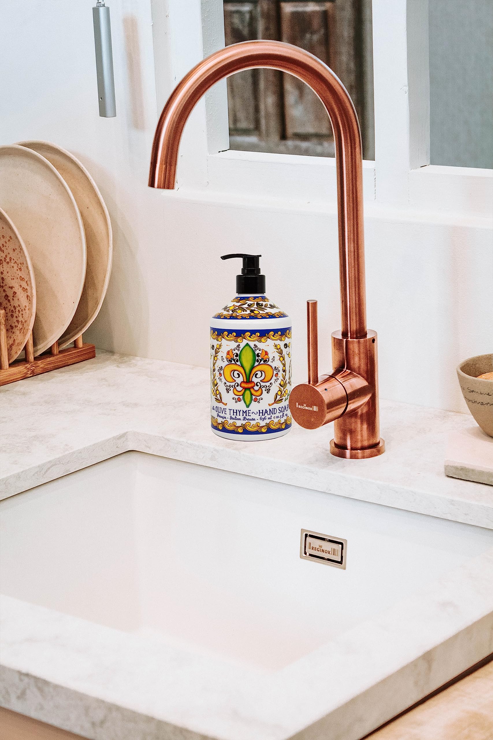 Olive Thyme hand soap scent in Perugia Deruta line