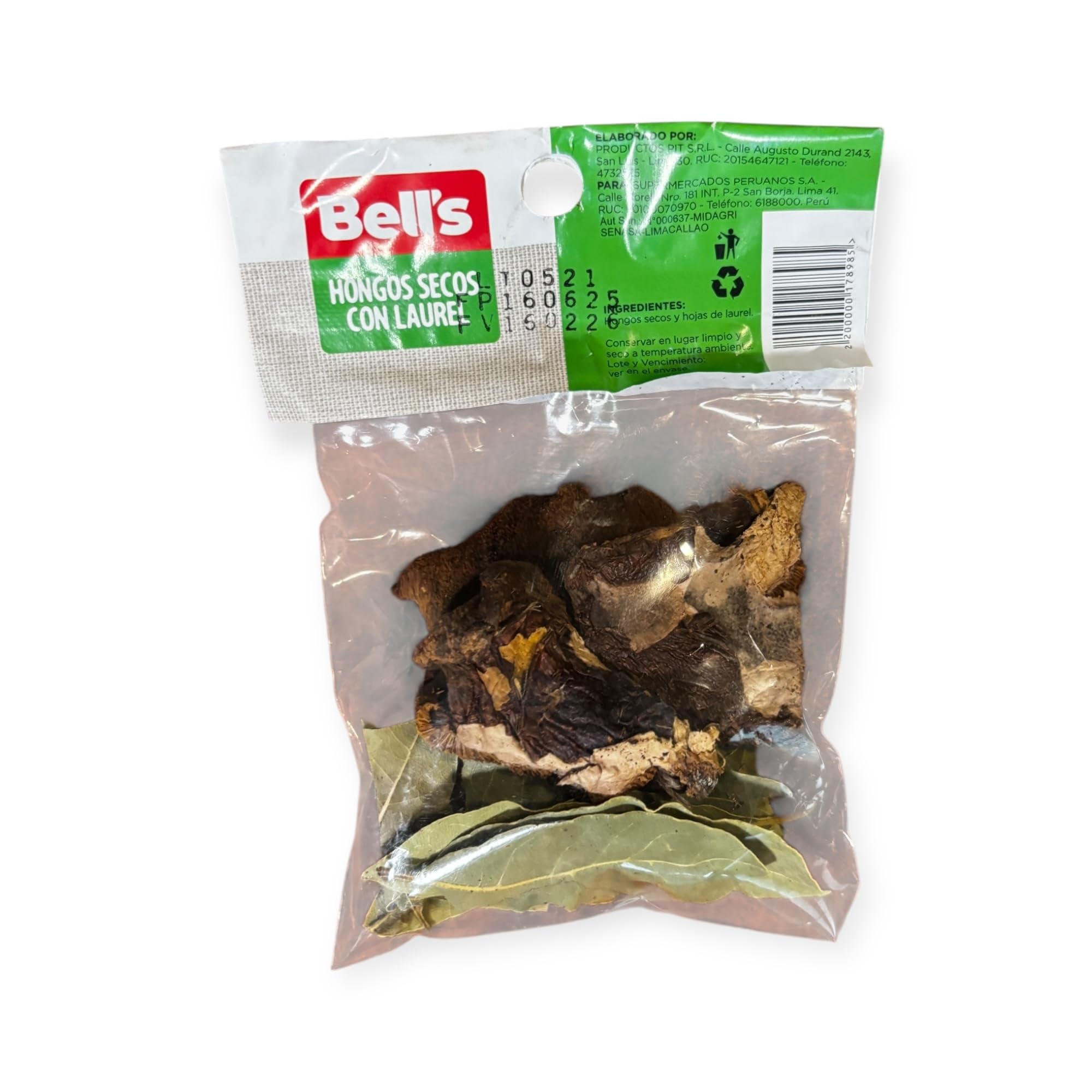 Two 10gr packets of Peruvian Hongos Secos y Laurel seasoning
