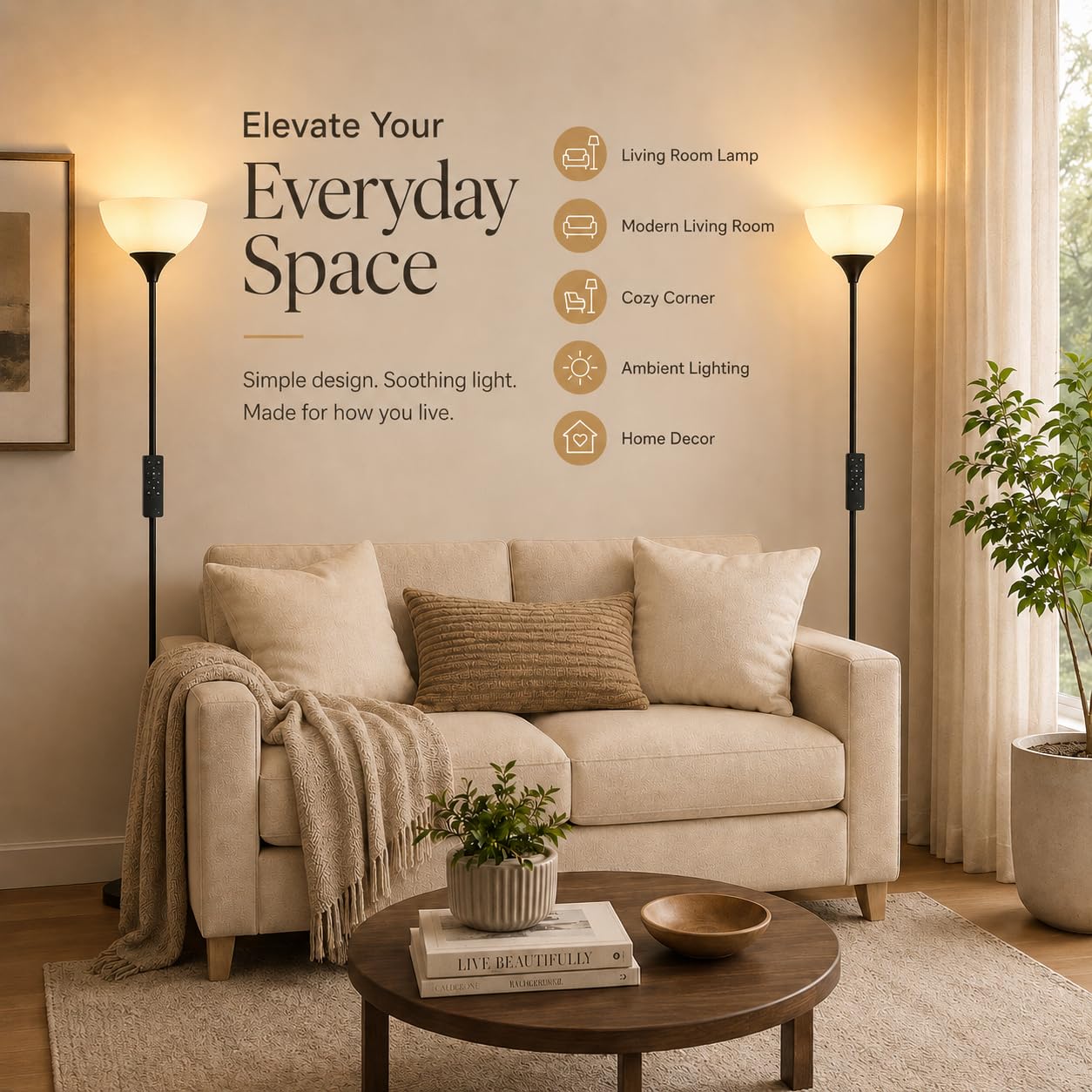 PESRAE corner floor lamp for living room