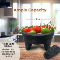 Large pestle included with mortar and pestle set