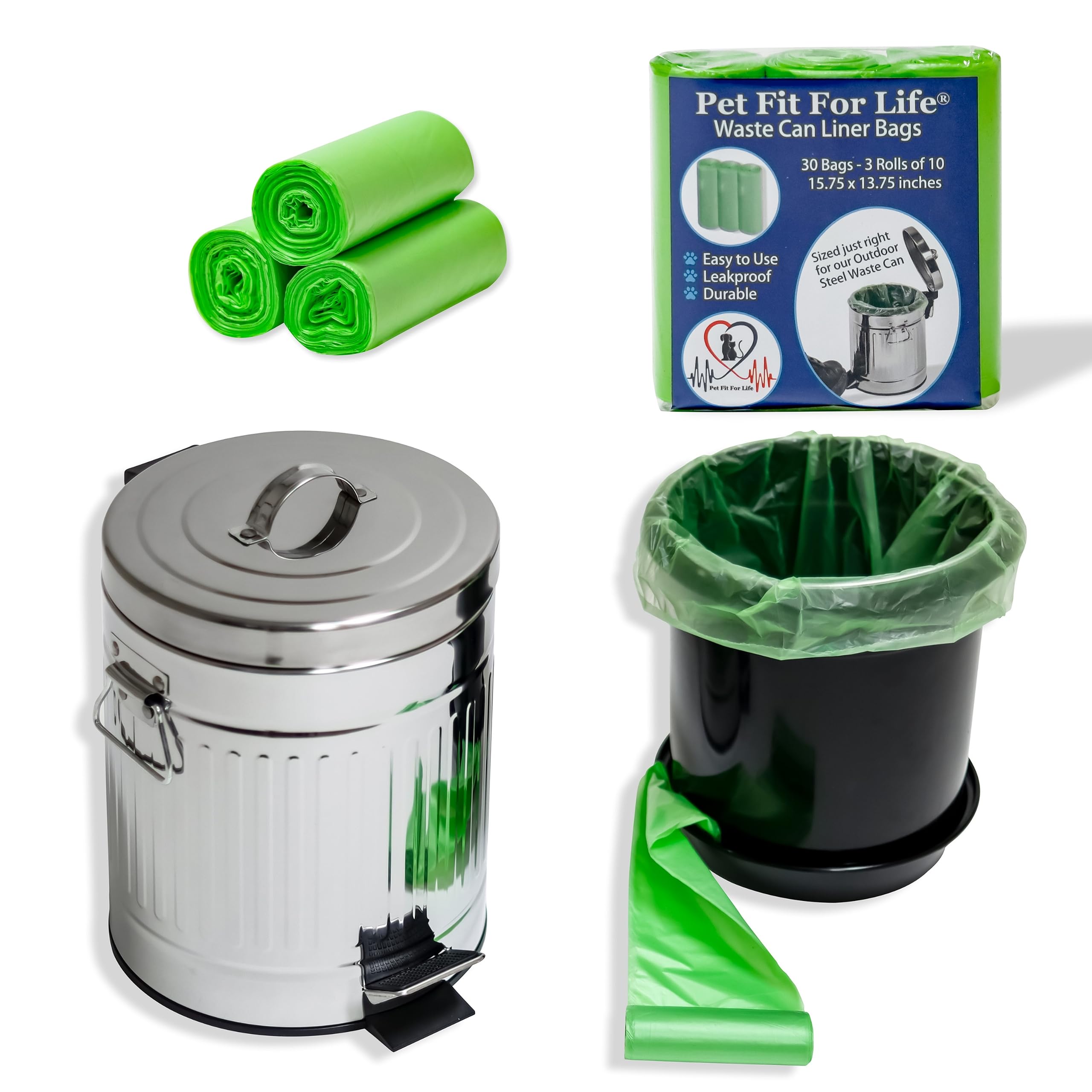 Pet Fit For Life small waste can exterior in galvanized steel