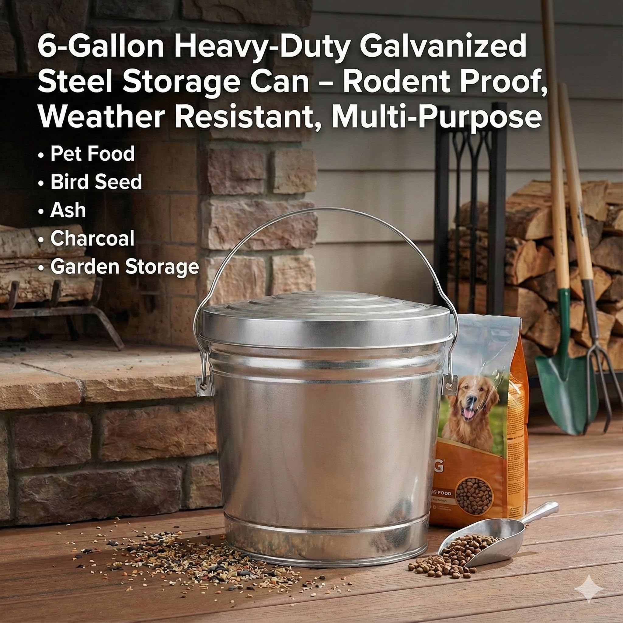 pet food storage in galvanized steel can