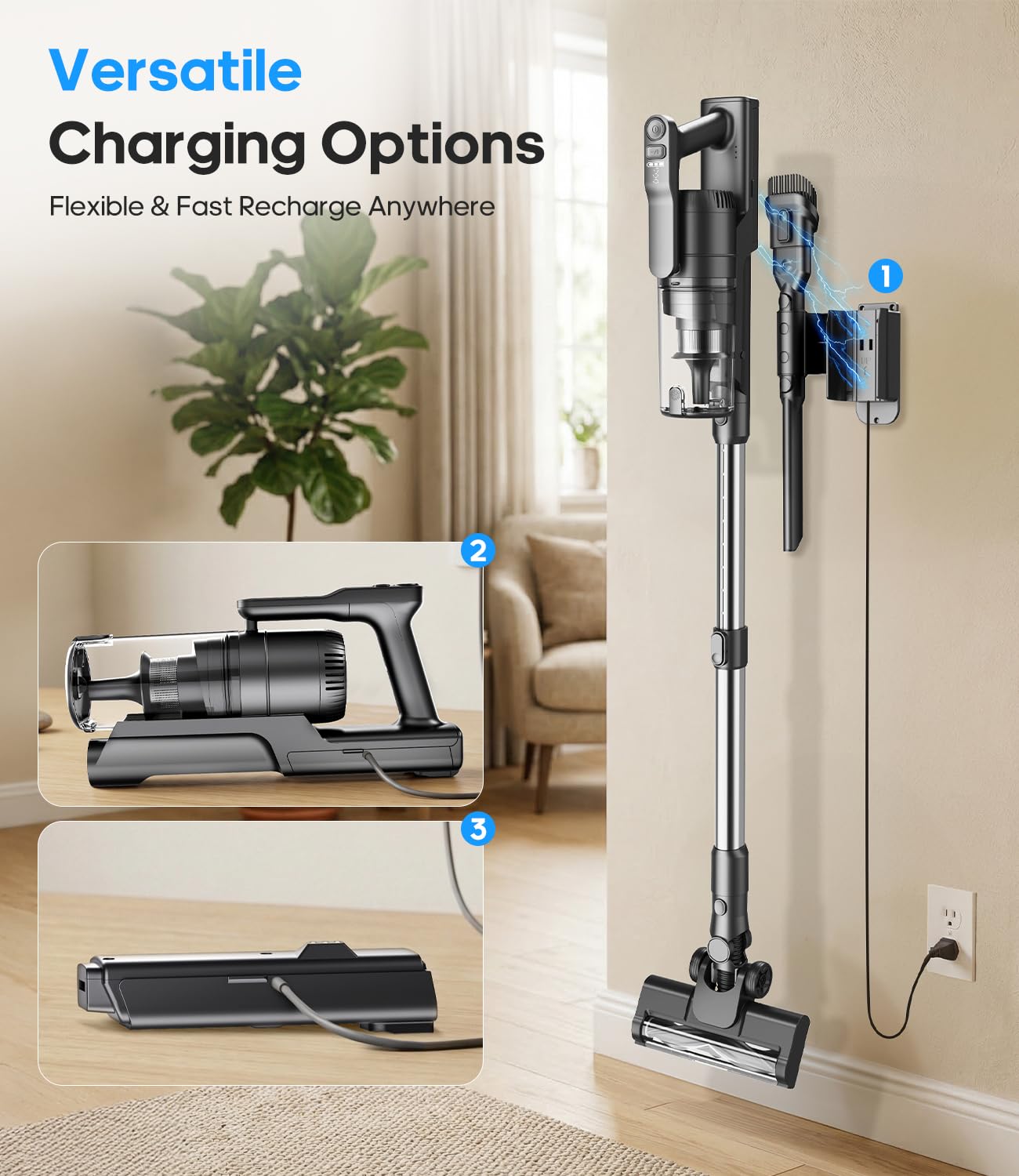 One-click dust cup emptying washable filter