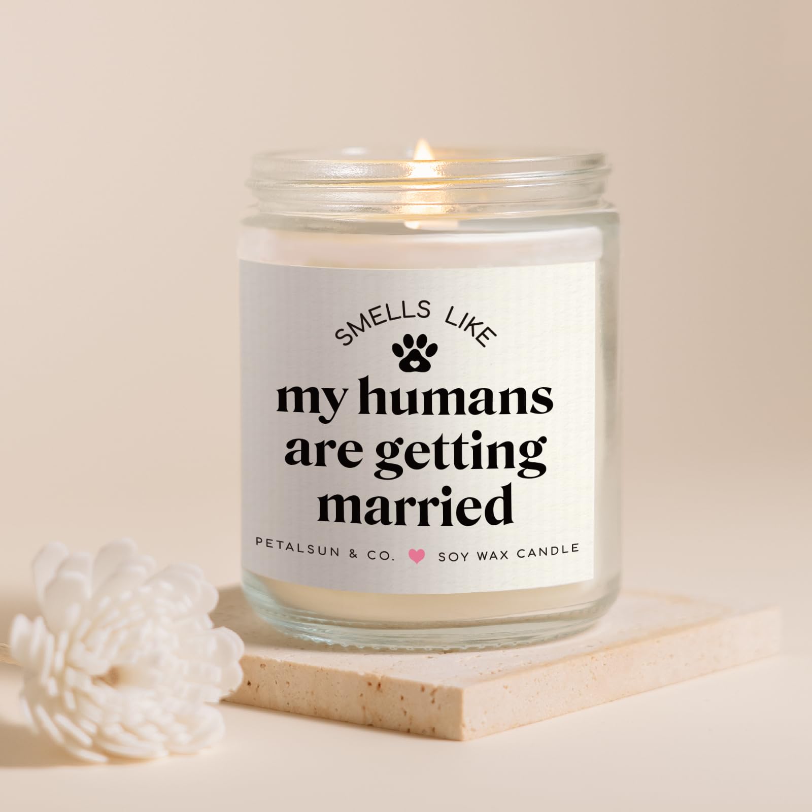Bride to be wedding candle gift for dog lovers by PETALSUN