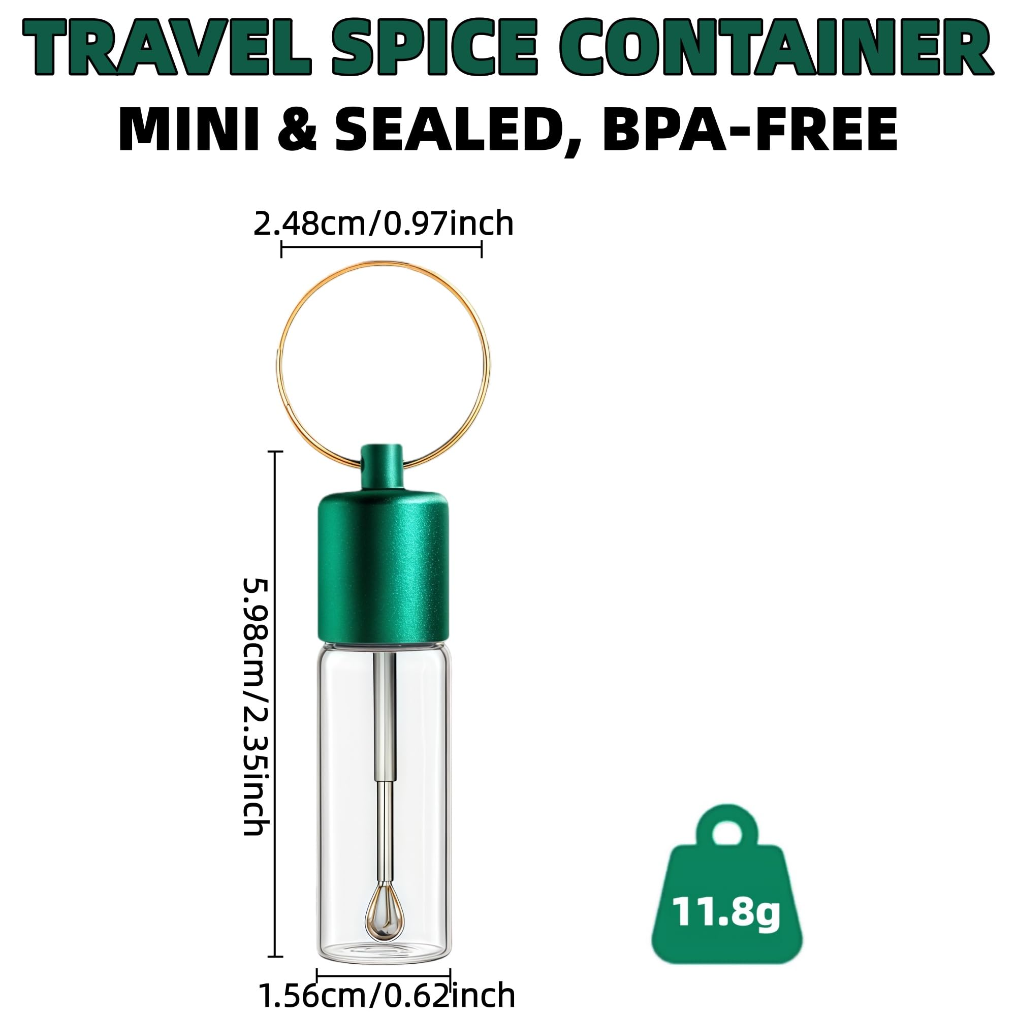 Petrip travel glass spice jars with detachable spoon closeup
