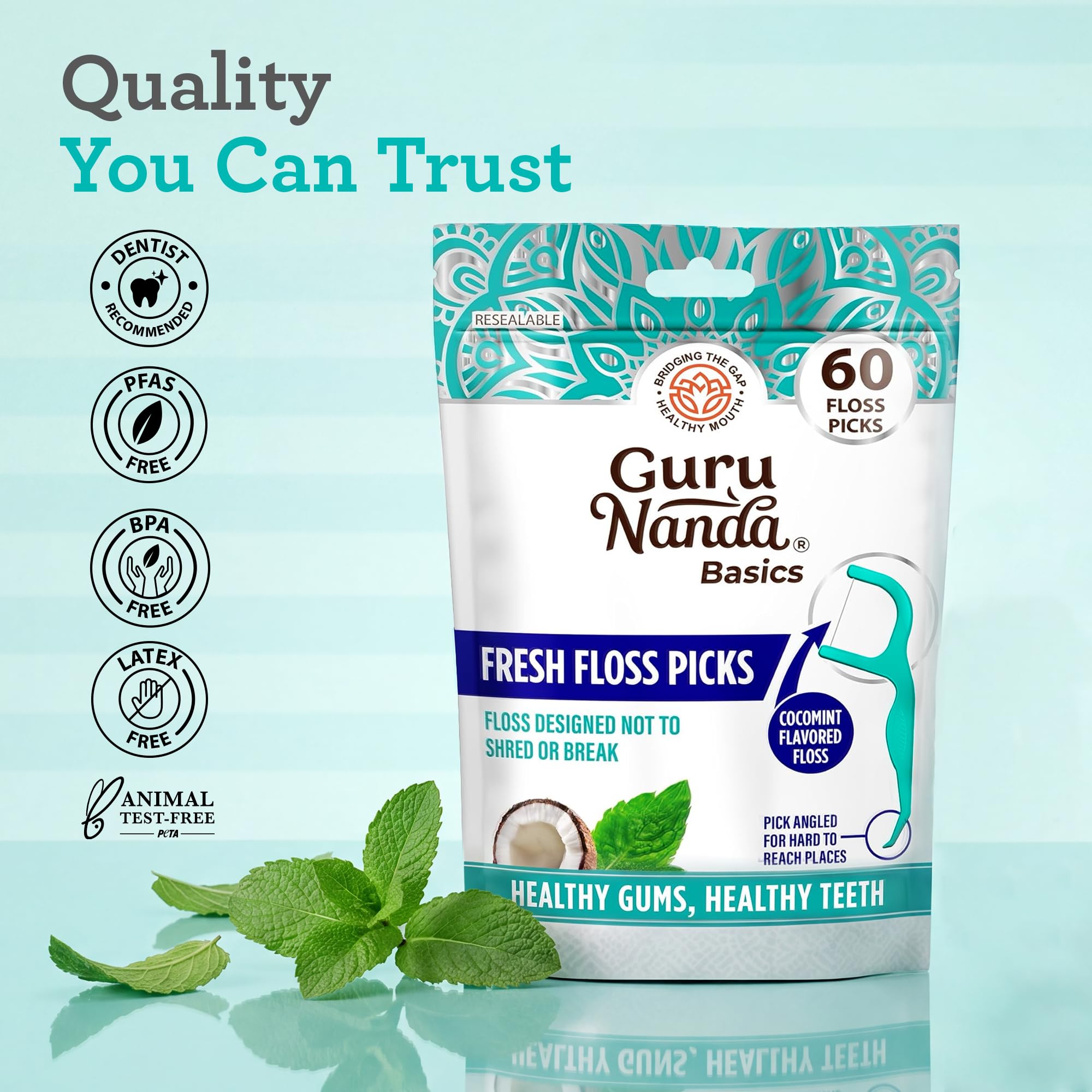 PFAS BPA free non-toxic GuruNanda floss picks
