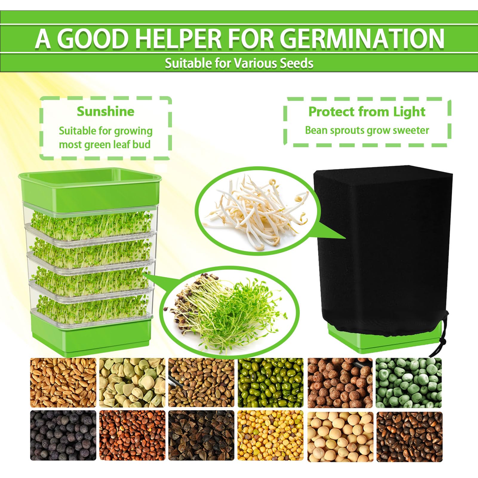 Compact PHAIN sprouting kit suitable for kitchen counter