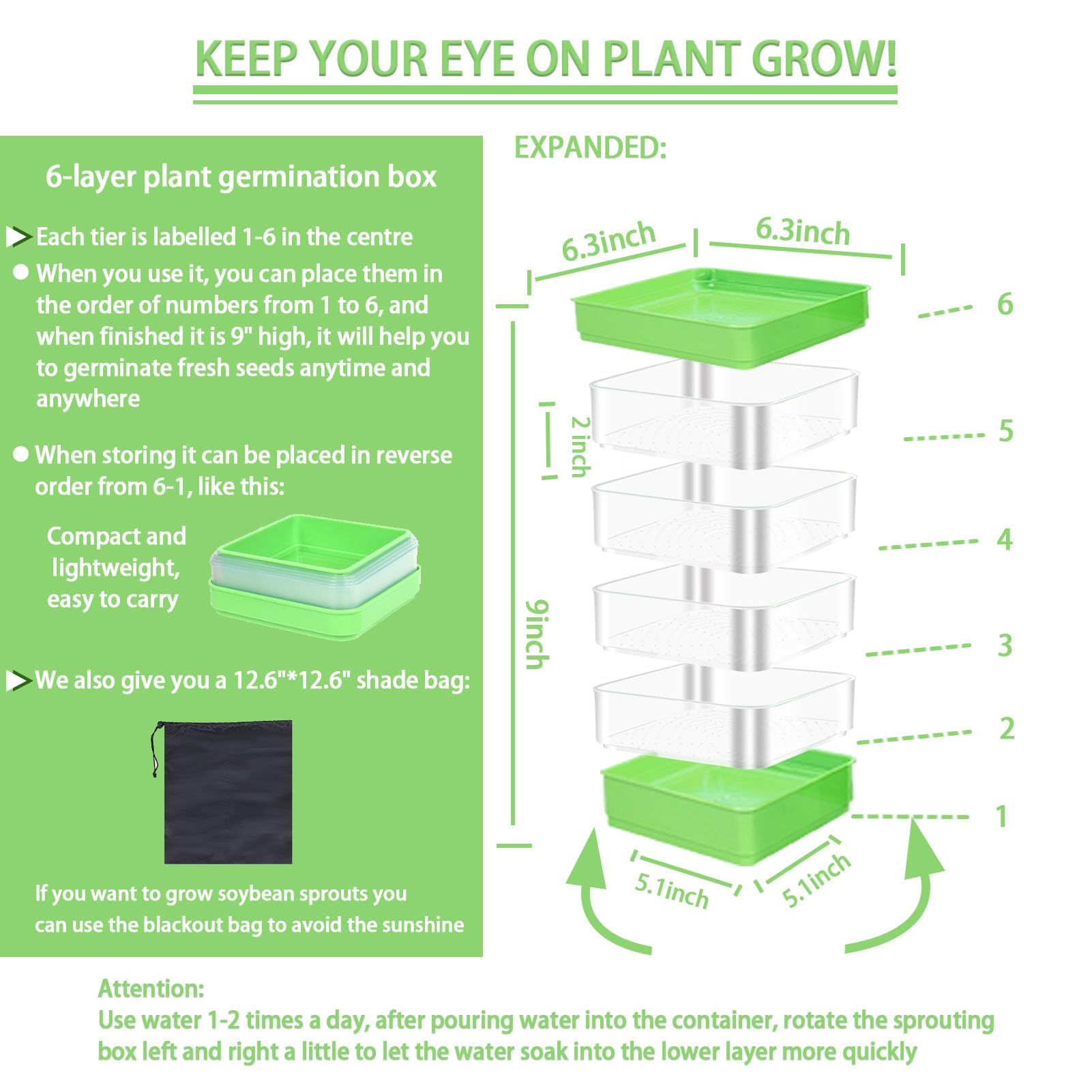 Food grade PP seed sprouting trays reusable and easy to clean