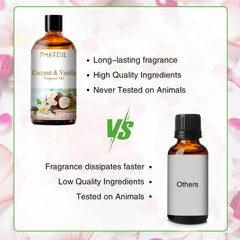 PHATOIL coconut vanilla fragrance oil bottle close up
