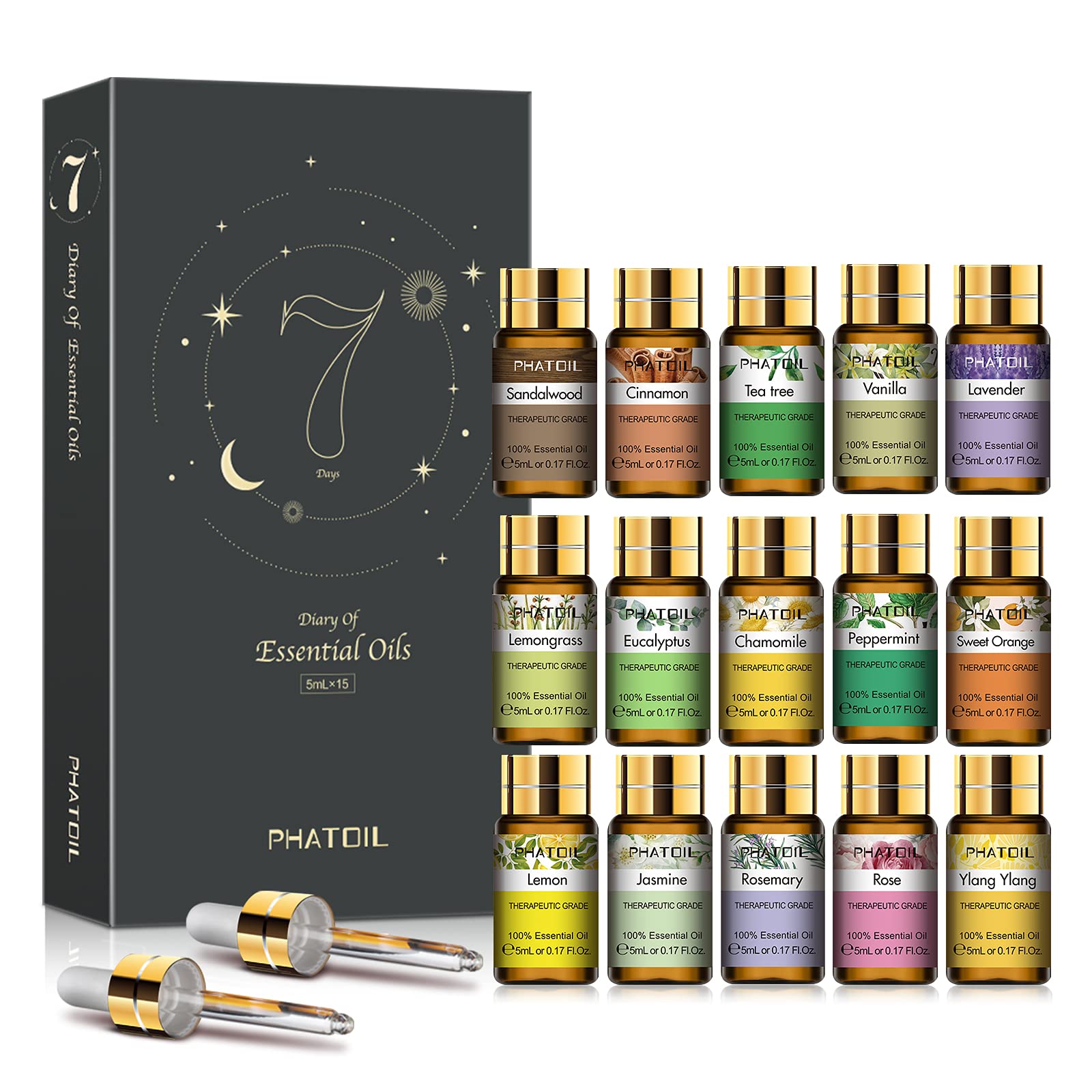 PHATOIL essential oils gift set 15 x 5ml bottles in box