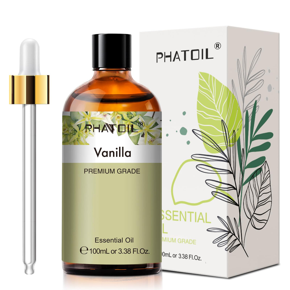PHATOIL Vanilla Essential Oil bottle with dropper for diffusers