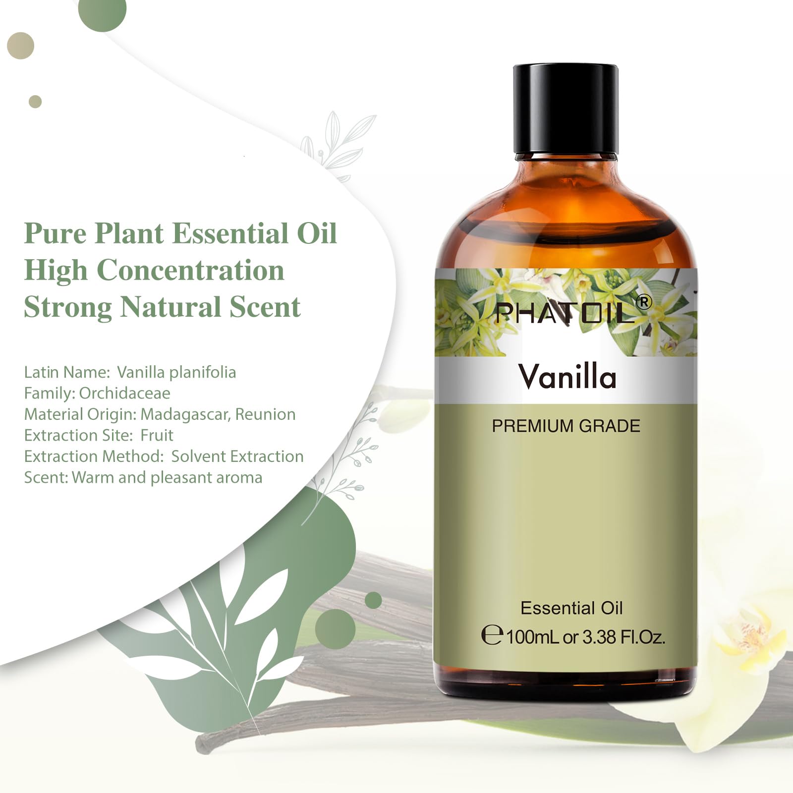 PHATOIL Vanilla Oils soothing sweet scent for relaxation